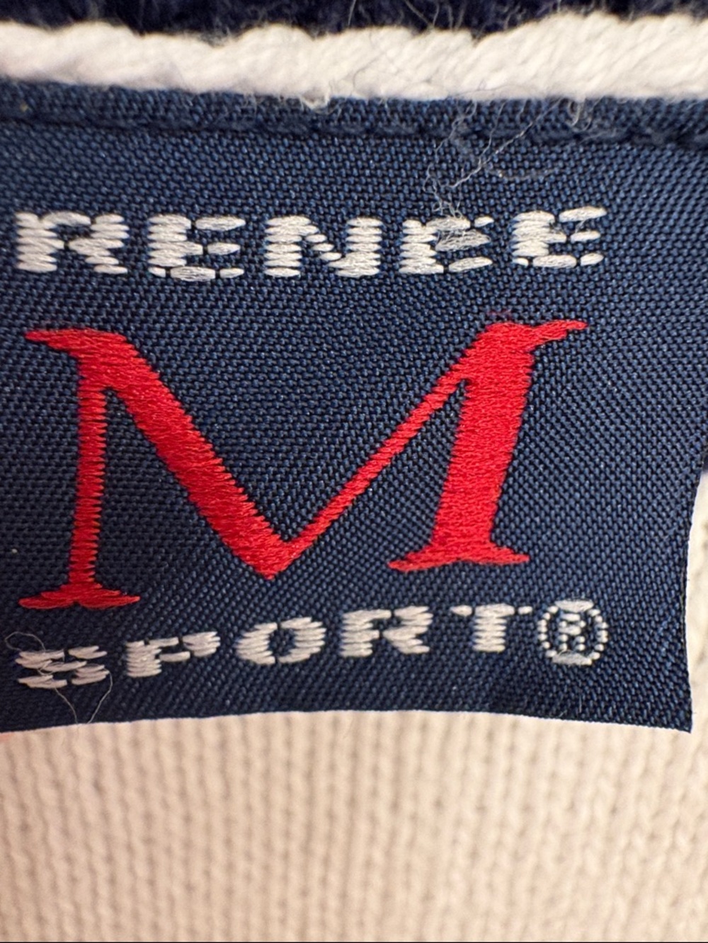 Celebrate 4th of July! White Sleeveless Sweater with Navy Trim & Red Flag Motif - Picture 4 of 5
